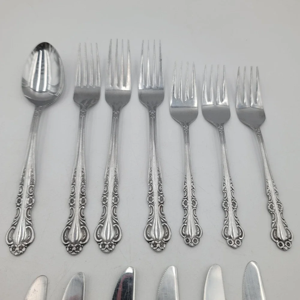 13pc Ekco Eterna Sandra Jeanne Stainless Flatware Japan Set Knives Forks Spoon